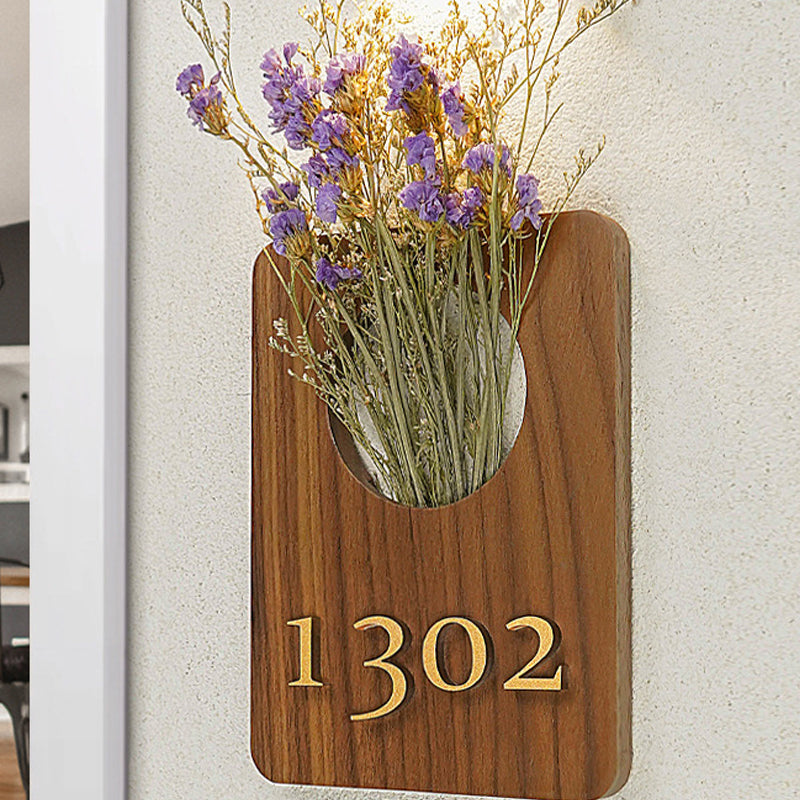 Houten deurbord met bloemendesign – persoonlijk, elegant en eenvoudig te bevestigen