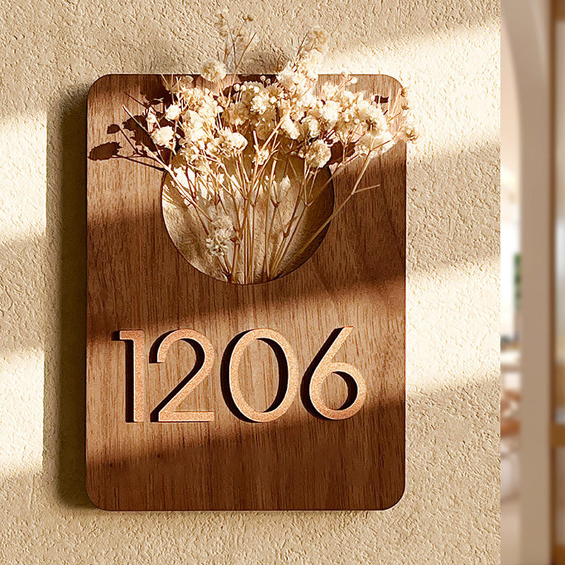 Houten deurbord met bloemendesign – persoonlijk, elegant en eenvoudig te bevestigen