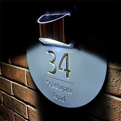 Gepersonaliseerd cirkelvormige solar huisbord op zonne-energie