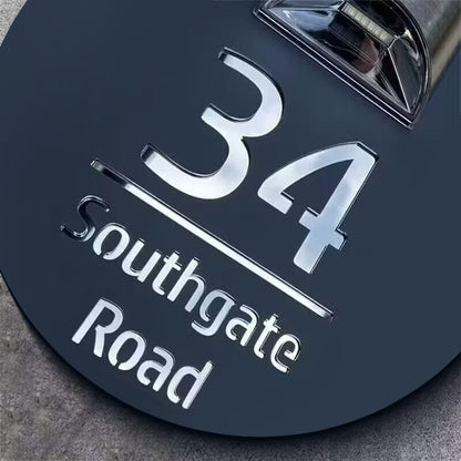 Gepersonaliseerd cirkelvormige solar huisbord op zonne-energie