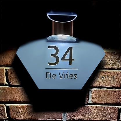 Gepersonaliseerde zonne-moderne deurplaque, adresplaquette verlicht met led, zonnehuisnummer, gepersonaliseerd 3D-huisnummer op zonne-energie, adresplaten met straatnaam voor tuin (grijs en wit Gepersonaliseerde zonne-moderne deurplaque, adresplaquette verlicht met led, zonnehuisnummer, gepersonaliseerd 3D-huisnummer op zonne-energie, adresplaten met straatnaam voor tuin (grijs en wit
